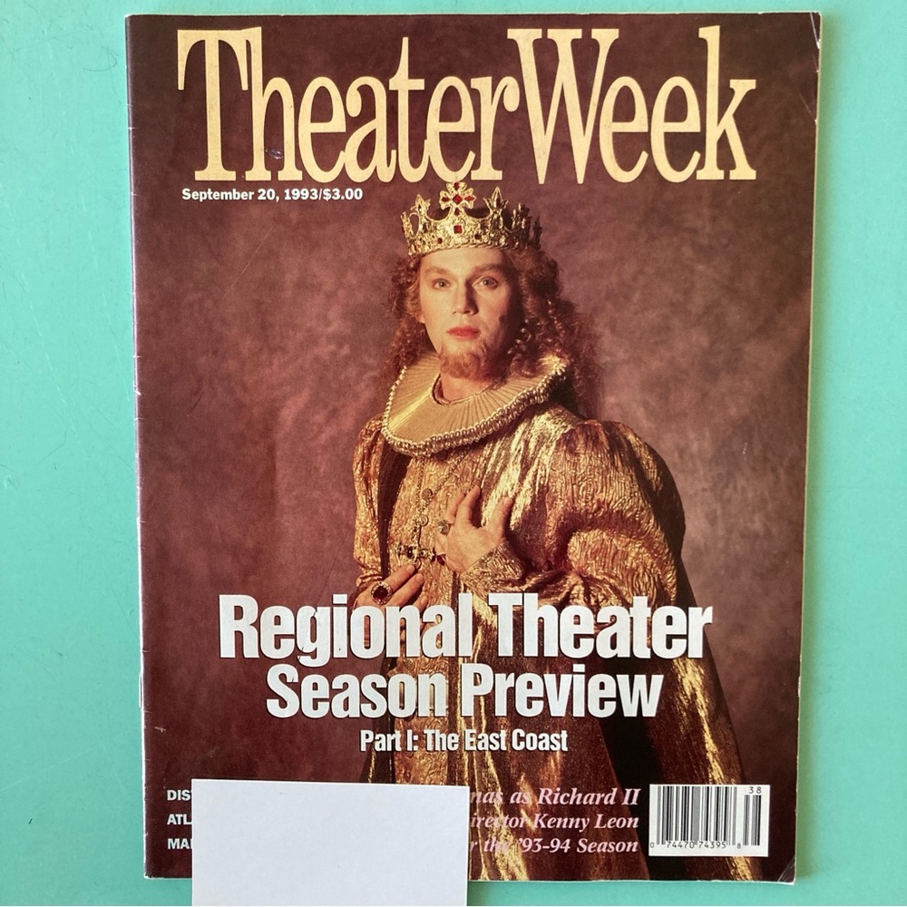 Richard Thomas Regional Theater Theater Week Magazine Sept 20 1993 -Label Attach